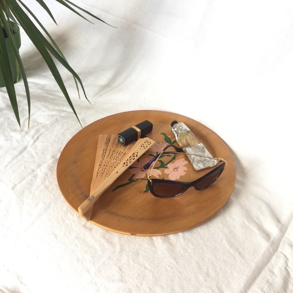 True Vintage Hand painted wooden tray plate
